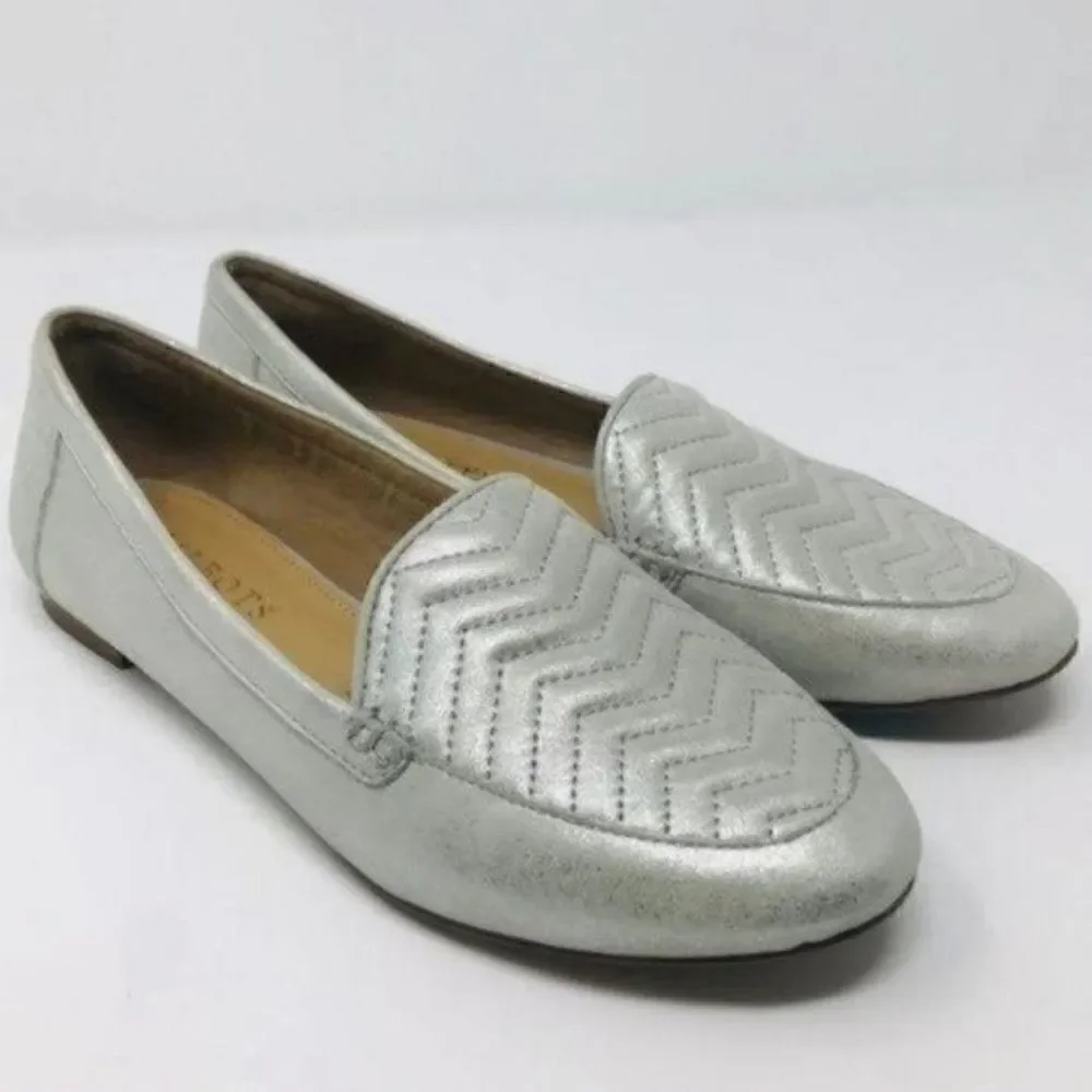 Talbots womans metallic silver suede slip on slipper 6M BoxB